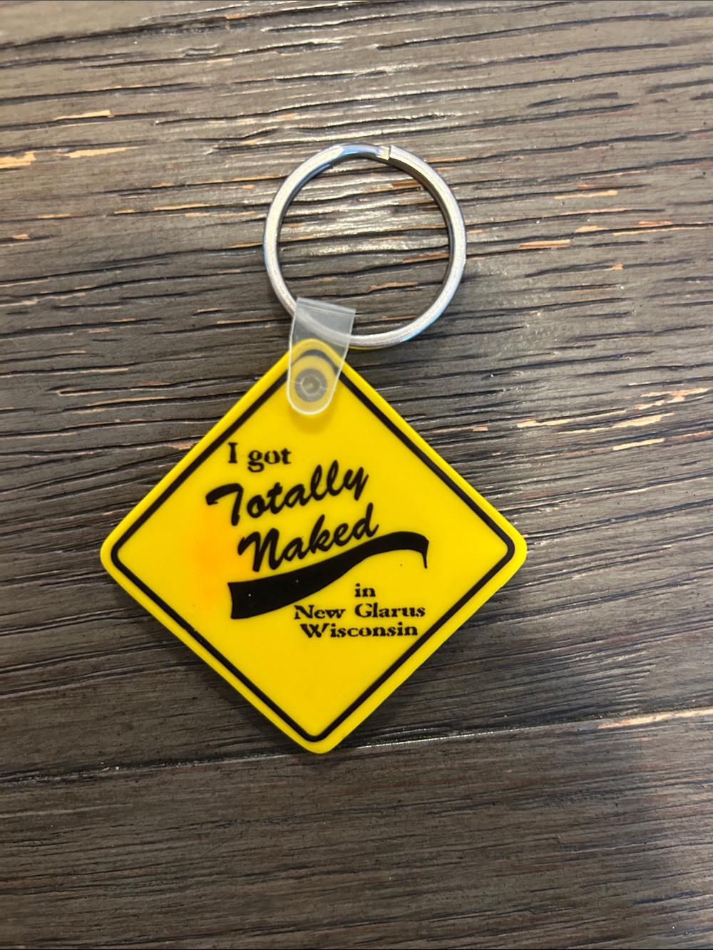 Totally Naked New Glarus Wisconsin Yellow Keychain